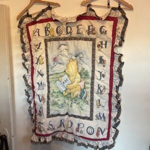 Vtg Classic Pooh Red Calliope Disney Baby Blanket ABC Crib‎ Bedding 1999 Rare